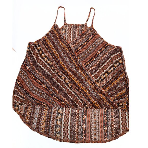 SHEIN Boho Surplice Tank Top XL – Rust Orange Tribal Print - Picture 3 of 8